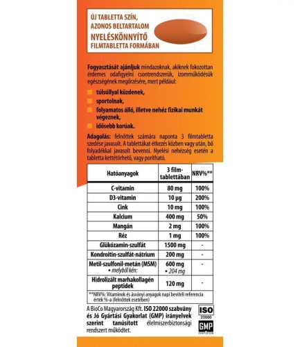 BioCo Porc & Izom, Csont Komplex kondroitinnel tabletta - 60db