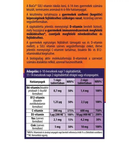 BioCo Suli-Vitamin rágótabletta citrom ízű - 90db