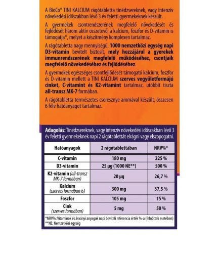 BioCo TINI-KALCIUM rágótabletta - 90db