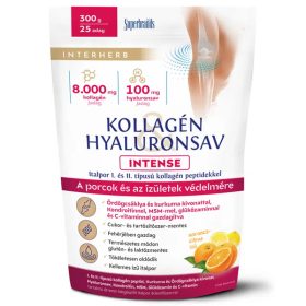  Interherb Kollagén & Hialuronsav Intense porc és izületi támogatásra narancs-citrus ízű italpor - 300g