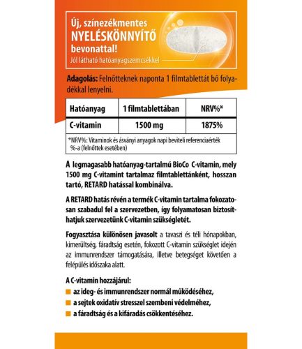 BioCo Mega C-vitamin 1500mg RETARD filmtabletta - 100db